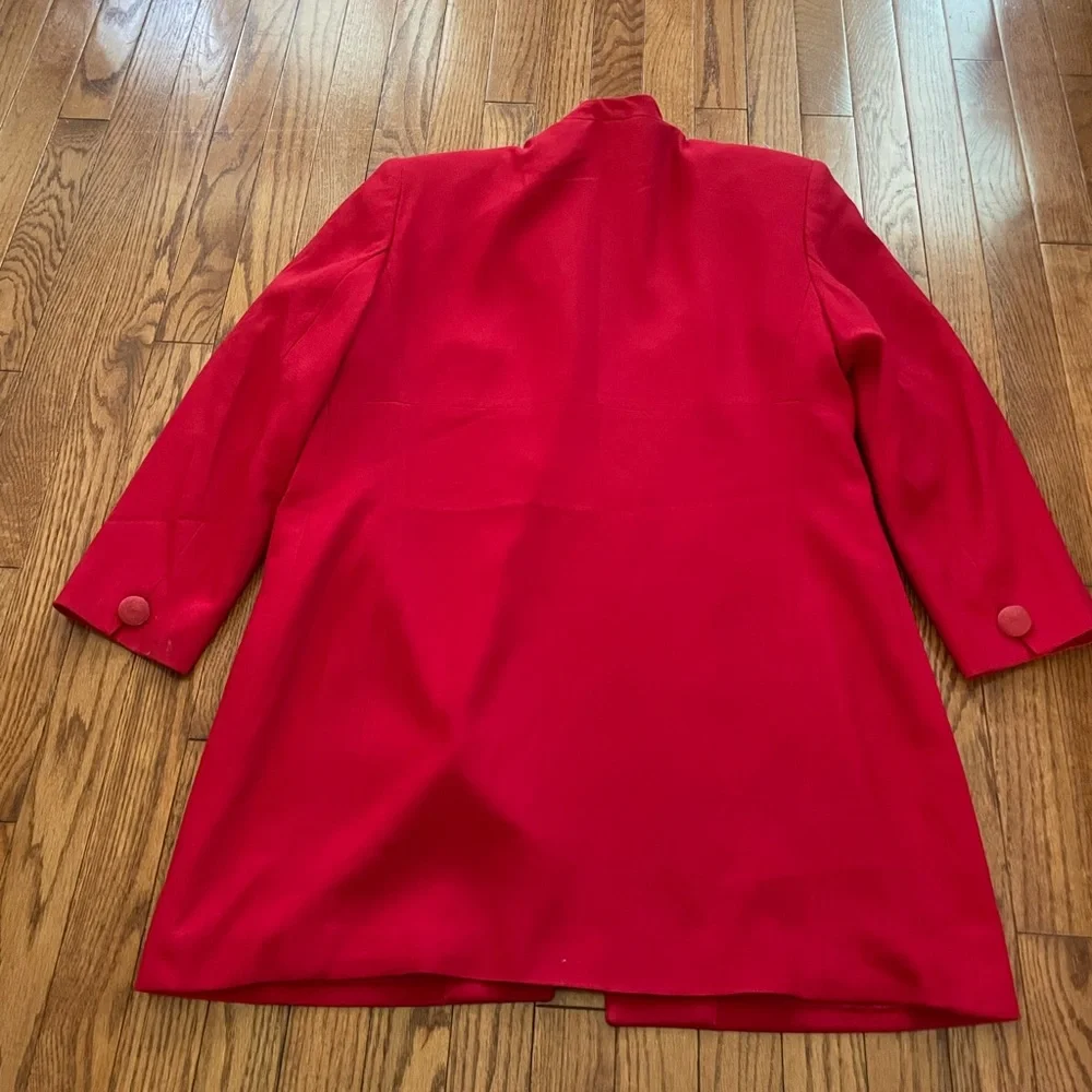 Vintage Christian Dior Red 3 Button Long Blazer Coat Women’s Sz 14